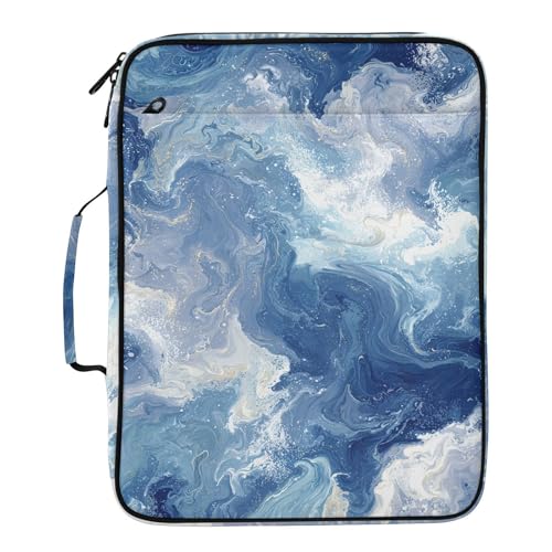 Blue Marble Swirls Blends Accordion File Organizer Expanding File Folder Zipper Binder 3 Ring with Handle 500 Sheets Capacity Document Organizer Storage Bag Multi Pockets Design - color: Blue Marble Swirls Blends
