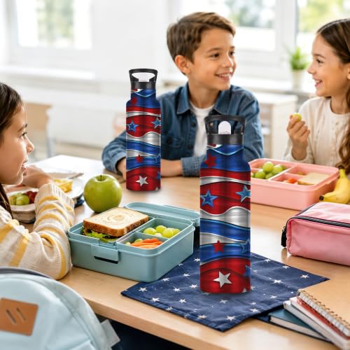 Flag Insulated Water Bottle with Straw 20 oz,Stars Stainless Steel Leak Resistant Double Wall Water Bottles with Handle for Gym Sports Travel Outdoor - color: Flag,Stars