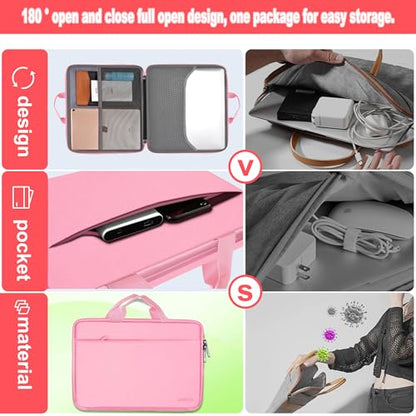 Hseok Laptop Case 13.3-14 inch Sleeve, TSA Computer Handbag Water-Resistant and Shockproof Bag Compatible with MacBook Pro/Neo 14", Mac Air/Pro 13.3" and 13"-14" Notebooks Chromebooks,Pink - color: Pink