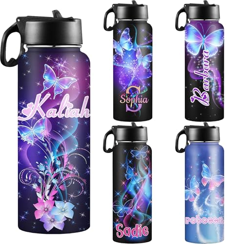 personalized Water Bottles for Kids for School With Name or Text Custom Insulated Stainless Steel Sports Water Bottle with Straw and Handle for Girl and Boy Straw Lid Back to School Gift (Design 2) - color: Design 2
