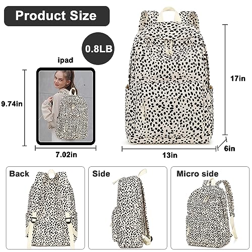 BTOOP School Backpack for Teens Bookbag Women Lightweight 15.6 inch Laptop Bag for Girls Casual High School College - color: Leopard-apricot