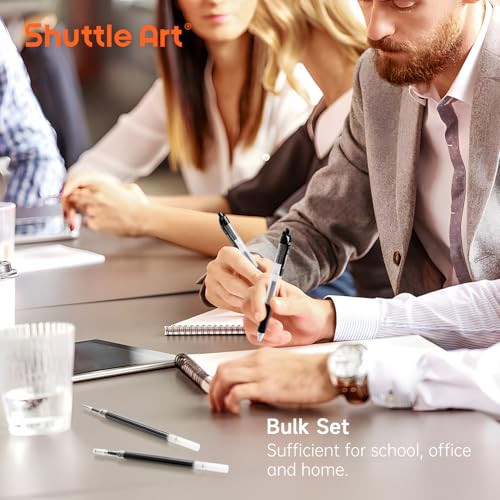Retractable Gel Pen Refills, Shuttle Art 60 Pack Black Rollerball Gel Ink Pens Refills, Bulk Set, 0.7mm Fine Point for Writing Journaling Taking Notes School Office Home - color: Black, size: 60 Count (Pack of 1)