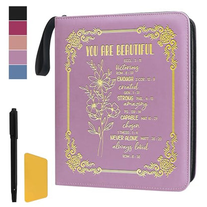 Easter Gift You Are Beautiful Zipper Photos Binder Album 3x5 4x6 5x7 6x8 DIY Magnetic Photo Album for Women Religious Gifts Inspirational Gifts.（Album Beautiful-light purple） - color: Album Beautiful-light purple
