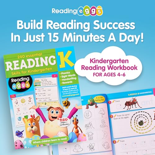 Kindergarten Reading Workbook Ages 4–6: 240 Essential Reading Lessons – Phonics, Sight Words, Handwriting, Reading Practice & Comprehension, Yearly Planner, 278 Full-Color Pages – Reading Eggs