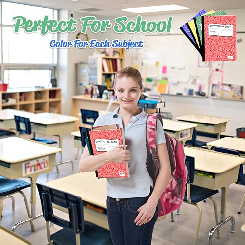 Composition Notebook Wide Ruled Composition Notebooks Bulk Marble Hard Cover Wide Ruled Notebook Paper Note Books For Schools Marble Composition Books 100 Sheets 200 Pages 9.75” x 7.25” (48 Pack) - style: 48 Pack