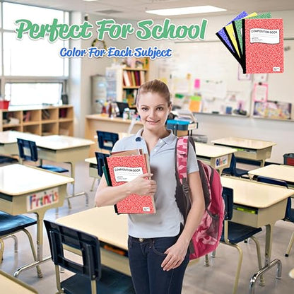 Composition Notebook Wide Ruled Composition Notebooks Bulk Marble Hard Cover Wide Ruled Notebook Paper Note Books For Schools Marble Composition Books 100 Sheets 200 Pages 9.75” x 7.25” (48 Pack) - style: 48 Pack