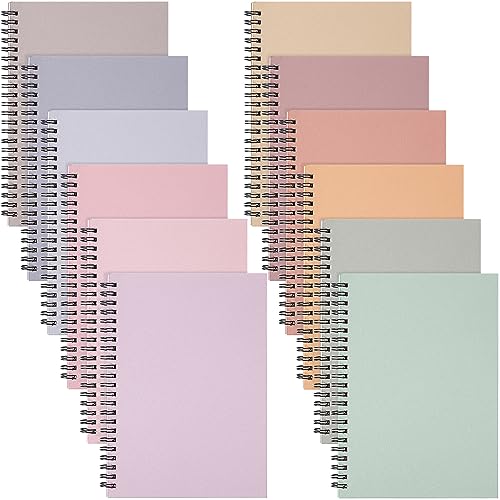 Fuutreo 12 Pcs Spiral Notebook for Work A5 8.3 x 5.7 Inch College Ruled Spiral Journal Notebook Kraft Cover Ruled Paper, 12 Color, 60 Sheets, 120 Pages for Office School(Macaron Color) - color: Macaron Color