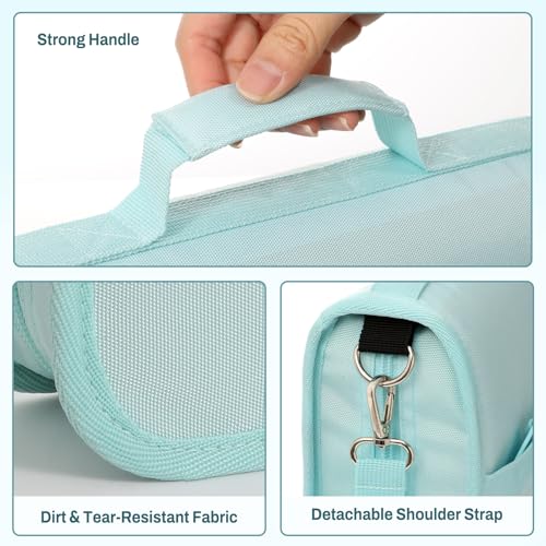 SUNEE Zipper Binder 3 Ring, 3 Inch O-Ring with Handle and Shoulder Strap, 600-Sheet Capacity, 5-Tab Expanding File Folder, Multi-Pockets for Middle School Organizer Binder with Zipper, Sky Blue - color: Sky Blue