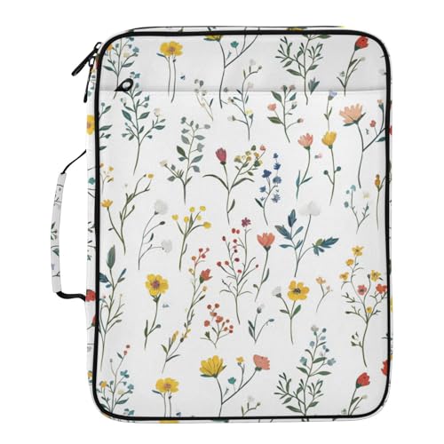 Zipper Binder Case with Handle, Portfolio Organizer 3 Ring Binder, Accordion 6-Tab Expanding File Folder Multiple Pockets Home School Office Documents Storage, Bohemian Flowers - color: Multicolor 2