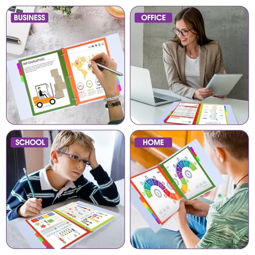 8Tab Binder Dividers with Tabs, 16PCS/2 Set Letter Size Page Dividers for 3 Ring Binder, Clear Folder separators (16)
