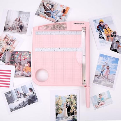 12" Paper Cutter, Precision Cut with Safety Protection and Blade Lock, 12 Sheet Capacity, Great for Cardstock, Cardboard, Photo, Vinyl, Crafts, Scrapbook (Pink) - color: Pink