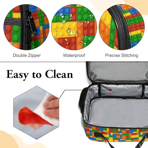 WOBAGMEN Brick Lunch Box for Kids, Cute Insulated Lunch Bag for Boys Girls,Waterproof Lunch Box with Water Bottle Holder for Teens Adults Picnic Travel Back to School (Brick) - color: Brick