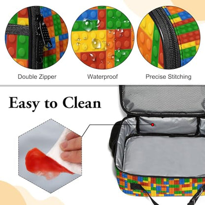 WOBAGMEN Brick Lunch Box for Kids, Cute Insulated Lunch Bag for Boys Girls,Waterproof Lunch Box with Water Bottle Holder for Teens Adults Picnic Travel Back to School (Brick) - color: Brick
