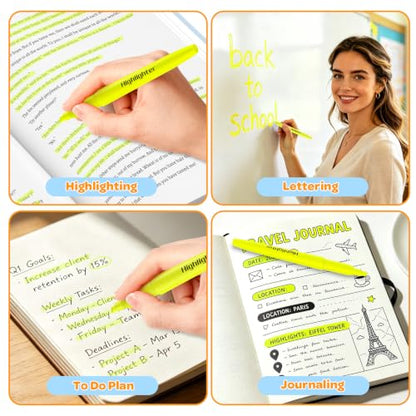 48 Count Yellow Highlighters Bulk - Chisel Tip, No Bleed & Quick Dry, Ideal for Note Taking, Studying, School, Office, Student & Teacher Supplies - color: Yellow