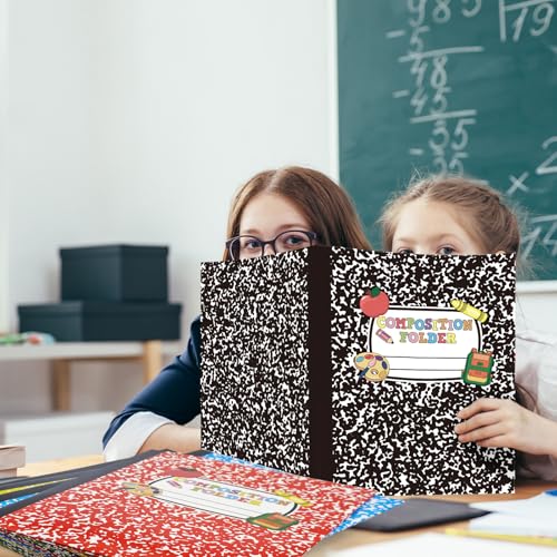 Cinrobiye 24 Pack Inspirational Composition 2 Pocket Folders Decorative Pocket Folder Motivational Letter Size Kids Folders File with Pockets for Office Home Homework Documents - style: Composition