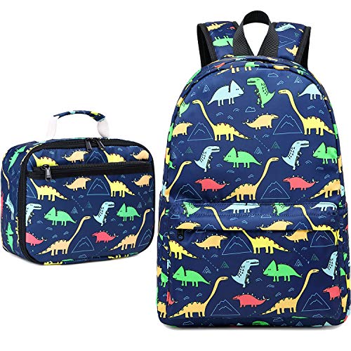 CAMTOP Backpack for Kids, Boys Preschool Backpack with Lunch Box Toddler Kindergarten School Bookbag Set (4-7Years,Dino-Navy Blue, 15/''(L)x11.8/''(H)*5.1/''(W)) - color: Dinosaur Navy Blue