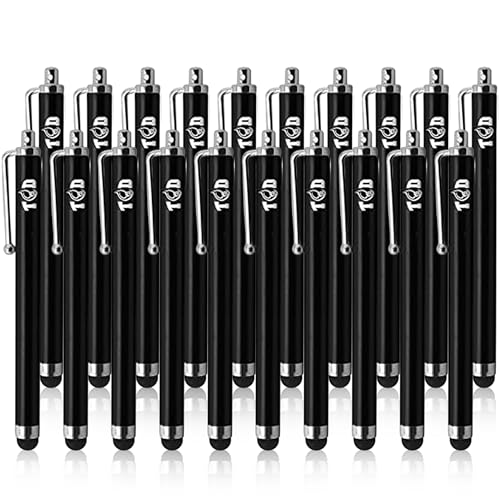 TCD 20-Pack Stylus Pens for Touch Screens – Universal Stylus Pen for iPad, iPhone, Galaxy Tablet, Android, Chrome Book, Laptop – Premium Thick Rubber Tip Styluses for All Touchscreen Devices, Black - color: Black, size: 20 Pack