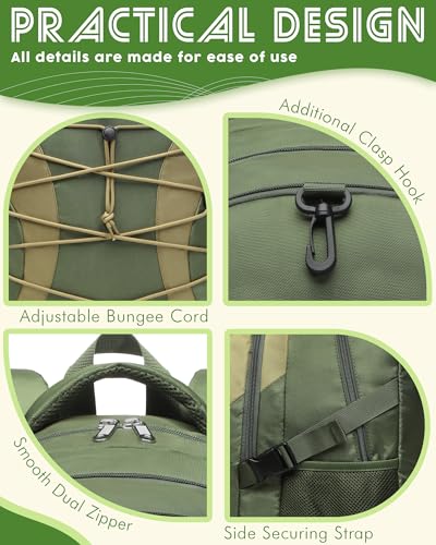 BLUEFAIRY Middle High School Backpack for Boys Girls Large Bookbag with Laptop Compartment Back to School Book Bags for Teens Teenagers Mochilas Escolares para Niños Niñas (Olive Green/Khaki, Solid) - color: Olive Green/Khaki