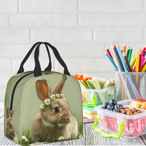 Cute Rabbit Lunch Box - Insulated Lunch Bags for Kids Boys Girls Reusable Lunch Tote Bags, Perfect for School/Camping/Hiking/Picnic/Beach/Travel - color: Cute Rabbit