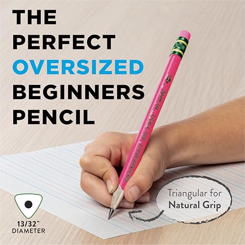 Ticonderoga My First Tri-Write Wood-Cased Pencils, Pre-Sharpened, 2 HB, With Erasers, Neon Colors, 12 Count - style: 12 Count