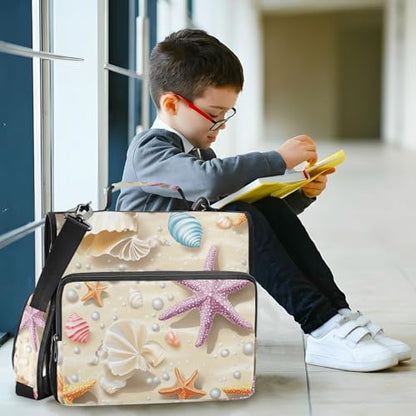 Beige Beach Starfish Shell Pearl Zipper Binder 3 Ring 1.5 Inch School Binder Organizer with Shoulder Strap Handle File Folder Pockets Large Capacity Students Girl Boy Men Office Work - color: Beige Clownfish