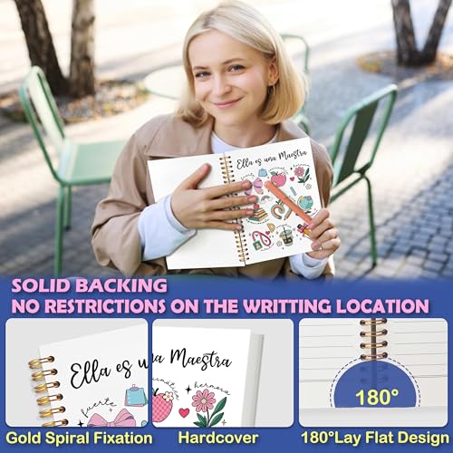 JUDFNCDE Spanish Teacher Appreciation Gifts Spiral Notebook 5.5 x 8.3 for Work Study, Regalos Para Maestras Mujeres, Maestra Gifts Hardcover Notebook Journal for Women - color: Spanish Teacher