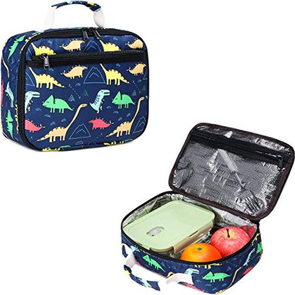 CAMTOP Backpack for Kids, Boys Preschool Backpack with Lunch Box Toddler Kindergarten School Bookbag Set (4-7Years,Dino-Navy Blue, 15/''(L)x11.8/''(H)*5.1/''(W)) - color: Dinosaur Navy Blue