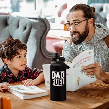 Dad Water Bottle 32oz Stainless Steel Insulated Sports Bottle with Lid, Gifts for Father from Daughter Son, Dad Gifts for Birthday Christmas Fathers Day - color: Dad 3