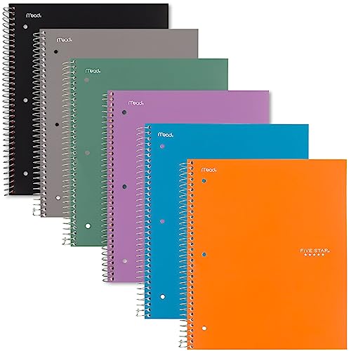 Five Star Spiral Notebook + Study App, 1 Subject, Graph Ruled Paper, Fights Ink Bleed, Water Resistant Cover, 8-1/2" x 11", 100 Sheets, Color Will Vary, 1 Count (06190)
