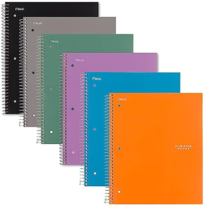 Five Star Spiral Notebook + Study App, 1 Subject, Graph Ruled Paper, Fights Ink Bleed, Water Resistant Cover, 8-1/2" x 11", 100 Sheets, Color Will Vary, 1 Count (06190)