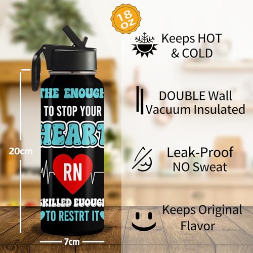 Custom Nurse Water Bottle 18oz 32oz Stainless Steel Insulated with Lid Personalized Nurse Gifts for Women Medical Staff Appreciation Gifts for Nursing Students Graduation Nurse Week Birthday - color: Design-8
