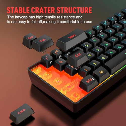 Snpurdiri 60% Wireless Gaming Keyboard and Mouse Combo, Include 2.4G Small Mini 60% Merchanical Feel Keyboard, Ergonomic Design Vertical Feel Wireless Mouse - color: Black Combo