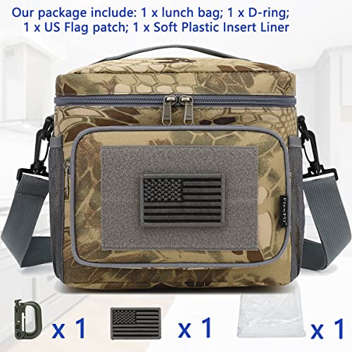 FlowFly Lunch Bag, Insulated Cooler, Thermal Lunch Box Tote with MOLLE/PALS Webbing, Adjustable Padded Shoulder Strap, for Tactical Men Women Adults and Boys Girls Kids (Camo#3, Medium) - color: Camo#3, size: Medium
