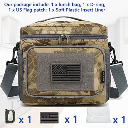 FlowFly Lunch Bag, Insulated Cooler, Thermal Lunch Box Tote with MOLLE/PALS Webbing, Adjustable Padded Shoulder Strap, for Tactical Men Women Adults and Boys Girls Kids (Camo#3, Medium) - color: Camo#3, size: Medium