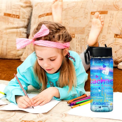MyPupSocks Personalized Water Bottle for Kids, Customized Water Bottle for Girls & Boys School, Custom Name Stainless Steel Water Bottle, 18oz Insulated Leak Proof Kids Cup with Straw Lid - color: Color 93