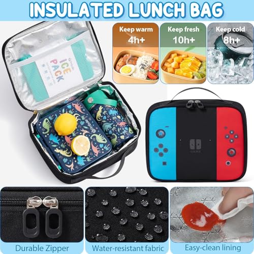 Fimibuke Kids Backpack for School Boys, 3 PCS Gamer Teen Boys Backpack with Lunch Box & Pencil Case, Gaming Bookbag for Kid Children Student Kindergarten Elementary Middle High School Travel Backpacks - color: Black