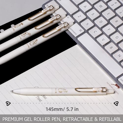 Lady Gel Pens,0.35mm Ultra Fine Point,Cute Kawaii Gift for Girls & Women | Smear-Proof & No-Smudge Refillable Black Ink for Aesthetic Writing,Office Documents Signature,Notes,Bullet Journaling,8 Count