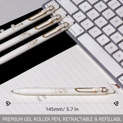 Lady Gel Pens,0.35mm Ultra Fine Point,Cute Kawaii Gift for Girls & Women | Smear-Proof & No-Smudge Refillable Black Ink for Aesthetic Writing,Office Documents Signature,Notes,Bullet Journaling,8 Count