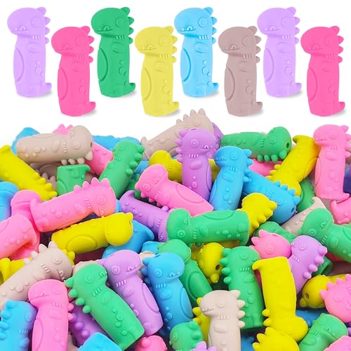 LanMa Dinosaur Pencil Top Erasers Bulk, 90 Pack Eraser Caps Pencil Extenders, Cap Pencil Eraser Toppers for Kids, Tip Protectors, Classroom Prizes - color: Dinosaur, size: 90 Pack