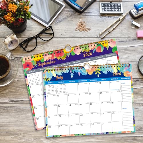 Lbylyhxc 2026 Calendar - Includes January 2026 to June 2027-18 Monthly Wall Calendar 2026, 11 x 8.5 Inches.Thick Paper with Julian Dates and Block for New Year and Christmas Presents (wall calendar 2026-2027 flower) - color: wall calendar 2026-2027 flower
