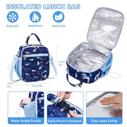 Bento Lunch Box for Kids Adult, Leakproof 3-4 Compartment Bento Box Set with Insulated Food Jar,Water Bottle, Lunch Bag, School Lunch Container for Toddler Teen Girls Boys Ages 3+(Shark) - color: Shark
