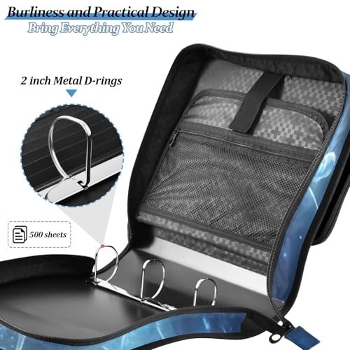 3 Ring Zipper Binder with Shoulder Strap Dragon Galaxy Blue 2 Inch Zippered Binder Bag 500 Sheet Capacity Multi Pockets for School Supplies - color: Multi37