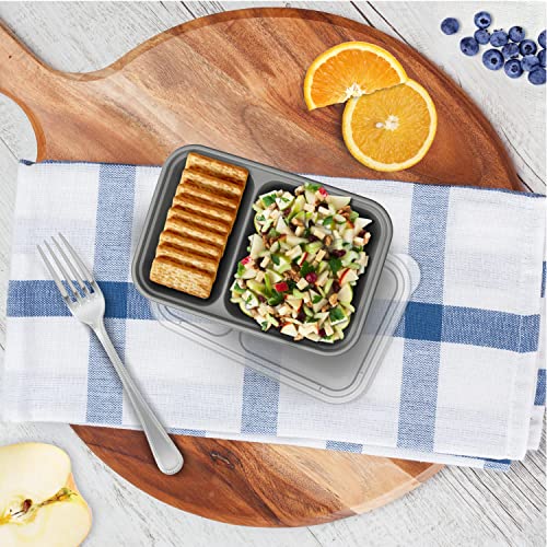 Bentgo Prep - 2-Compartment Snack Containers with Lids - Reusable, Microwaveable, Durable, PFAS & BPA-Free, Freezer and Dishwasher-Safe Meal Prep Food Storage - 10 Trays & 10 Lids (Pewter) - color: Pewter