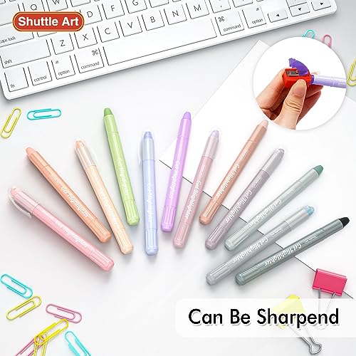Shuttle Art Bible Highlighters and Pens No Bleed, 12 Mild Colors Gel Highlighters No Bleed Through, Bible Journaling Supplies, Great for Journaling Highlighting and Studying - color: 12 Mild Colors