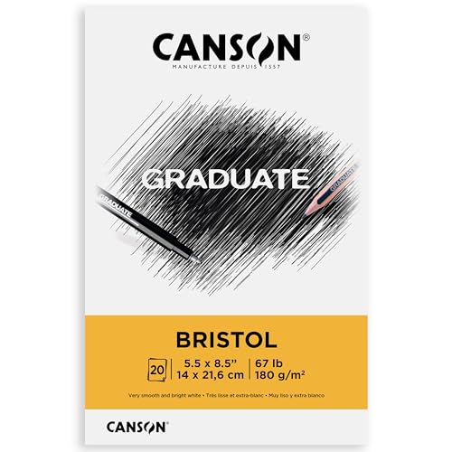 Canson Graduate Bristol Pad, Foldover, 5.5x8.5 inch, 20 Sheets | Artist Paper for Adults and Students - Drawing, Sketching, Markers and Art Journaling - size: 5.5x8.5 inch