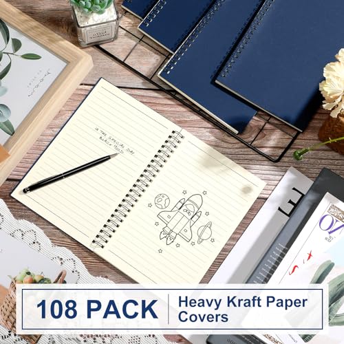 Yahenda 108 Pcs Spiral Notebooks Bulk, A5 8.3 x 5.5 Inch College Ruled Lined Notebooks, 100 Pages Soft Cover Journals for Students Classroom Office Back to School Supplies (Deep Blue) - color: Deep Blue