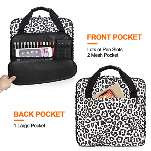 3 Ring Zipper Binder Inch D-Ring, with Strap 600 Sheet Capacity & Multi-Pockets School and Office Organizer, Compatible 13-Inch MacBook (Patent Design Leopard) 3Inch-D-ring - color: Leopard, size: 3Inch-D-ring