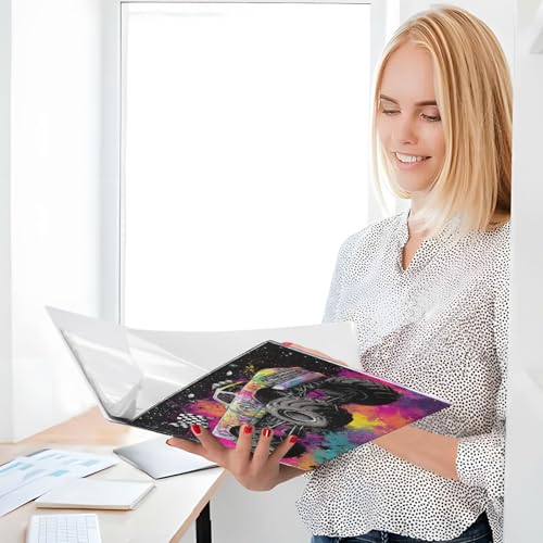 Monster Truck Moon Round Ring Binders 1.5 Inch 3 Ring Binder with Clipboard Holds 200 Sheets Office Home School - color: Multicolored 1