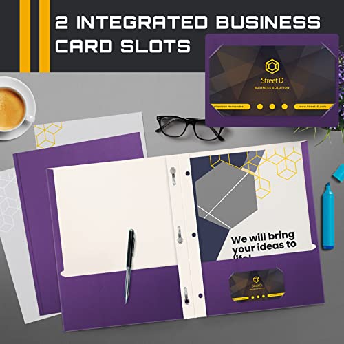 Better Office Products Purple Paper 2 Pocket Folders with Prongs, 50 Pack, Matte Texture, Letter Size Paper Folders, 50 Pack, with 3 Metal Prong Fastener Clips, Purple - color: Purple