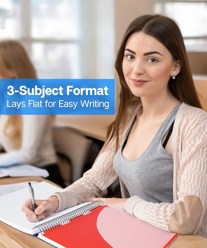 Dunwell 3-Subject Spiral Notebook College Ruled 8.5x11 (Blue), 150 Sheets (300 Pages), Tabs, Colorful Movable Divider Pockets Fit 8.5 x 11 Content, Front/Back Plastic Covers, 3-Hole Perforated Pages - color: Blue